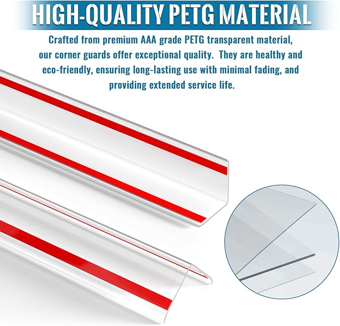 6 PCS Clear Self-Adhesive Wall Corner Protectors Edge Guards for Baby, Furniture, Doors, Tables, Protecting Sharp Edges (100x3cm/39.4x1.18in)