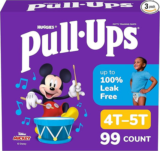 Pull-Ups Boys' Potty Training Pants, Size 4T-5T Training Underwear (38-50 lbs), 99 Count (3 Packs of 33), Packaging May Vary
