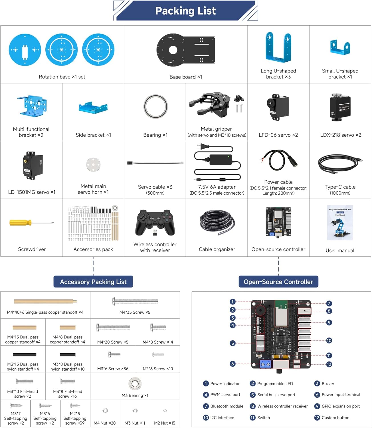 Robotic Arm Kit 6DOF Programming Robot Arm with 6 Servos, Handle, Mechanical Claw, etc, PC Software APP Control with Tutorial for Arduino STEM Education & Engineering Science Kits, LeArm Open Source