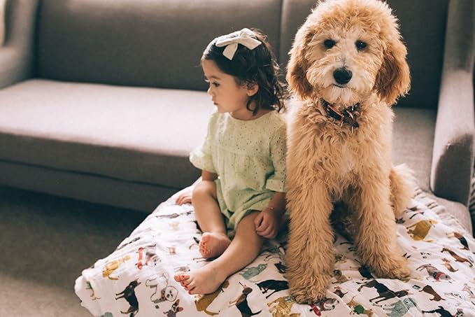 Little Unicorn Premium Quilted Throw | Super Soft, Multi-Layered Muslin XL Blanket| Great for Kids & Families (Woof)