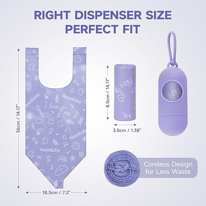 Disposable Diaper Bags with Handles 100 Count (4 Rolls), Unscented Leak-Proof Diaper Trash Bags & Sacks or Pet Waste Bag, Ocean Recycled Plastic