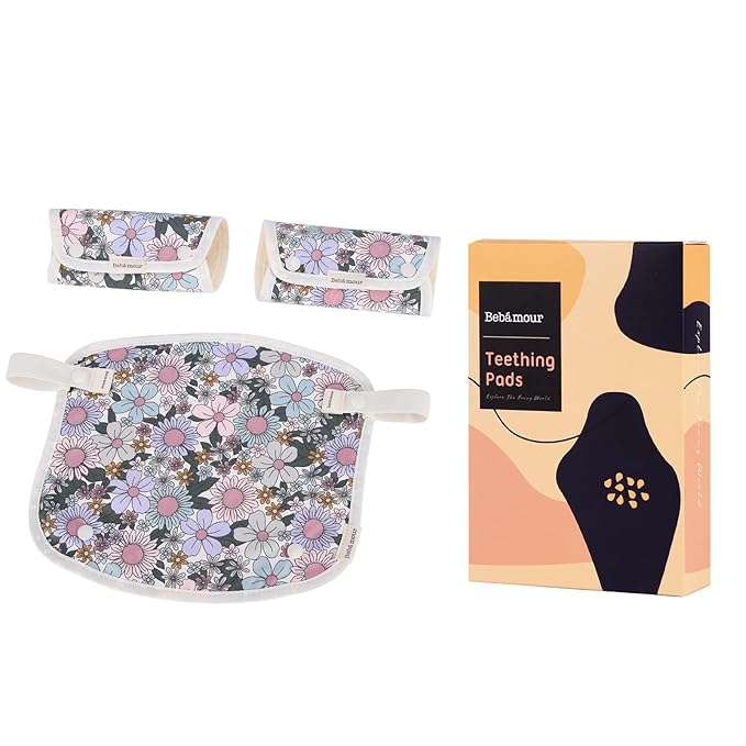 Bebamour Drool and Teething Reversible Cotton Pad For All Carry Positions Baby Carrier White Drool Bib For Boys & Girls(Purple Flower)