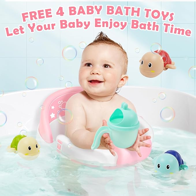 Baby Bath Seat for Babies 6 Months & up,Baby Bath Seat,Non-Slip Toddler Bath Seat, Sit Up Bath Seat for Baby,Safe Infant & Newborn Bathtub Chair with Soft Cushion,Pink