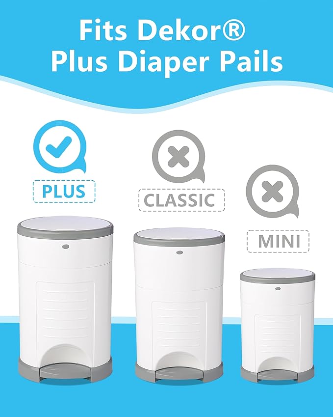 HIDALIFE Refills Compatible with Dekor Plus Diaper Pails, Disposable Diaper Trash Bags, Extra Thick Diaper Pail Refill Liners, Hold Up to 4640 Diapers (8 Pack)