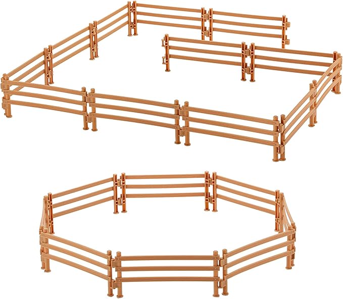 Sumind 40 Pieces Horse Corral Fencing Accessories Playset Plastic Farm Fence Toy for Barn Paddock Horse Stable Farm Animal Fence Panel Paddock Toy Educational Present Cake Toppers