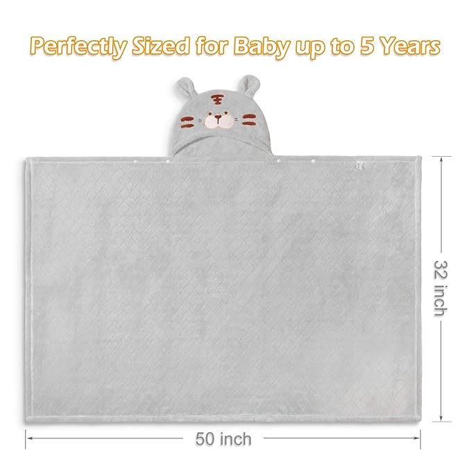Toddler Towels with Hood, Toddler Bath Towel, 2 Pcs Coral Fleece Hooded Towel,Hooded Bath Towels with 1-3 Large Size 50 * 32 Inch Baby Towel Green&Grey Set