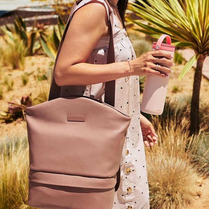 Willow - Portable Breastmilk Cooler - Keeps Breast Milk Cold for 24 Hours - Stainless Steel - Insulated - Reuseable - Breastfeeding Essentials - Storage Container w/Gel Ice Pack - Pink - 16oz