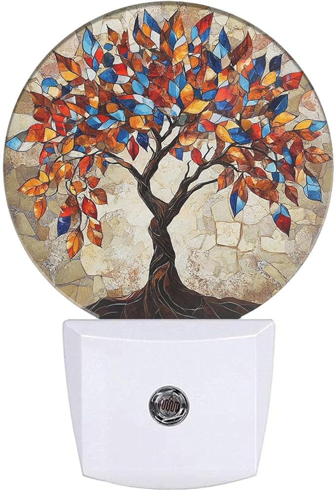 EKOBLA Colored Seasons Tree LED Night Light Tree with Colorful Leaves Dusk to Dawn Plug-in Nightlights Auto Sensor for Home Indoor Bathroom Hallway Kitchen