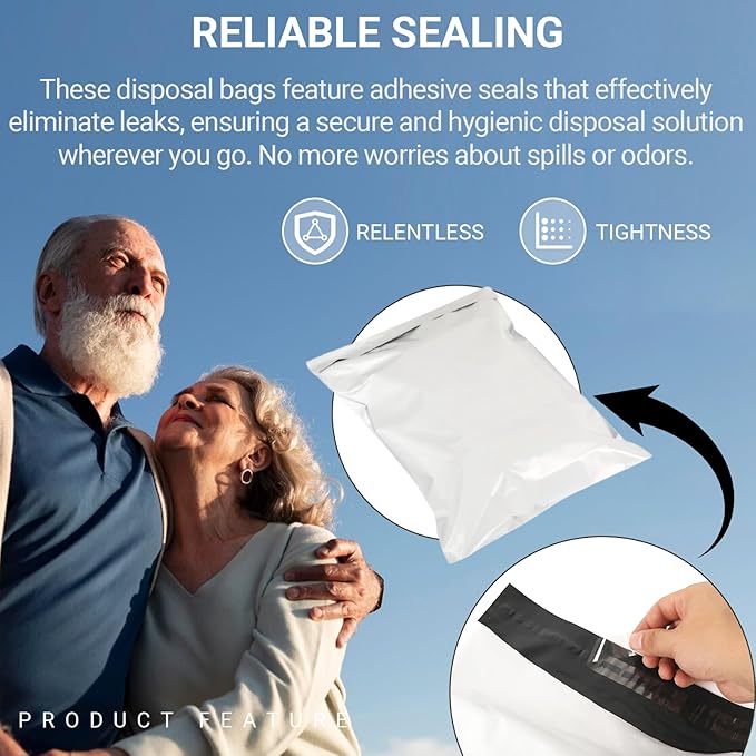 Calvana100 Pcs Extra Thick Adult Diaper Disposable Bags Odor Tight Sealing Disposal Bags Tear Resistance Adult Diaper Genie Extra Large Prevents Leakage Incontinence Disposal Bags (12 X 17 In)