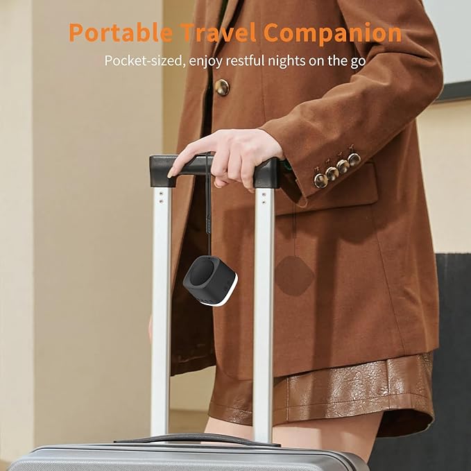 Portable Sound Machine,Mini Travel White Noise Machine for Sleeping with Breathing Night Light, 16 Soothing Sounds, Timer, Rechargeable Brown Noise Sound Machine for Sleep,Adults,Office Privacy(Black)