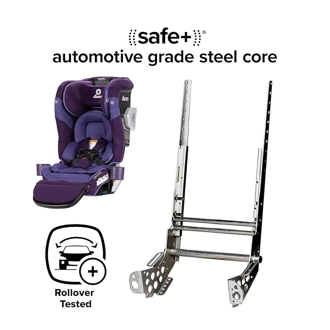 Diono Radian 3RXT SafePlus Max Rear and Forward-Facing Convertible Car Seat, 2-in-1 Anti-Rebound Bar and Calf-Support, 10 Years 1 Car Seat, Slim Fit 3 Across, Purple Wildberry
