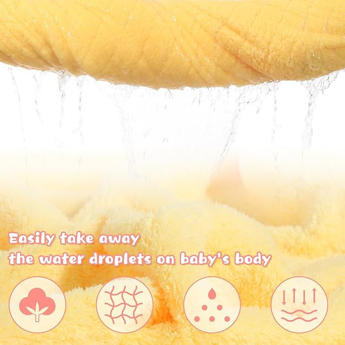 Baby Bath Towels with Hood,2 Pack Animal Hooded Toddler Bath Towel Baby Bath Towels Hooded Kids Towel for Boy Girl Baby Towels with Hood (32 x 50 Inch, L x W),Yellow Chick & Pink Duck
