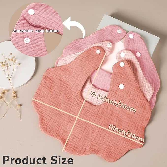 EllieHouse Baby Bibs for Girls Boys 8 Pack Muslin Drool Teeth Drooling Teething Bibs Muslin Cotton for Toddler Infant