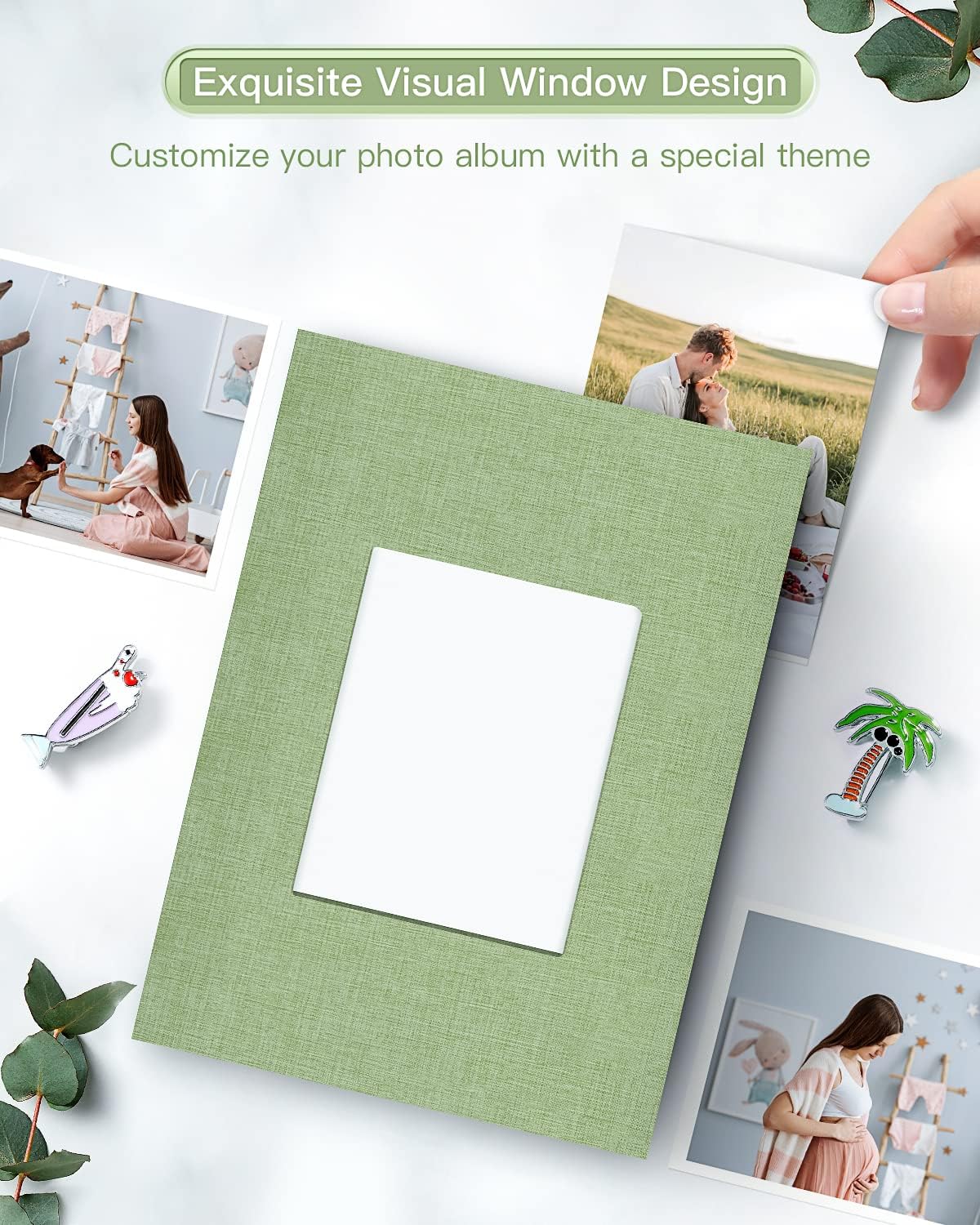 popotop Photo Album 4x6-100 Photos Photo Books with 100 Vertical Pockets,Linen Cover Albums for Family Wedding Anniversary Baby Vacation Pictures