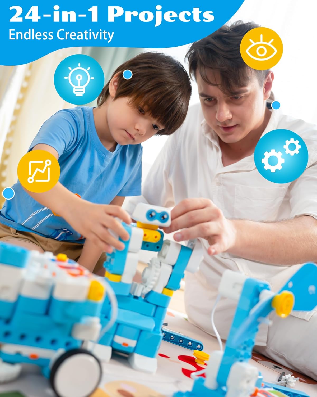 WhalesBot B3 Pro 24-in-1 STEM Card & Pen Coding Robot Kit for Kids, 99-Piece Educational Building Set with Interactive Storytelling, Ideal Toy Gift for Boys & Girls Ages 4-6