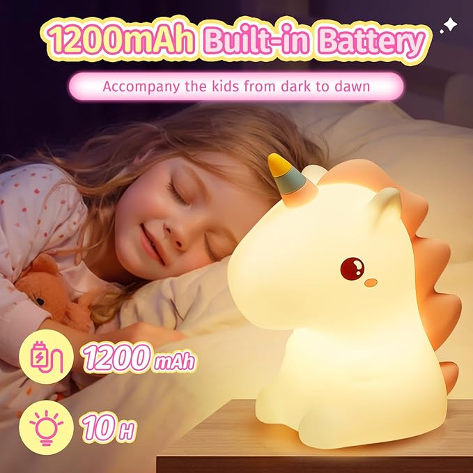 Mubarek Unicorn Night Light for Kids,【Remote&16 Colors】 Toddler Night Light,5 Brightness Nightlight for Kids Room,Cute Lamp Unicorn Lamp,Kawaii Room Decor,Gifts for Girls