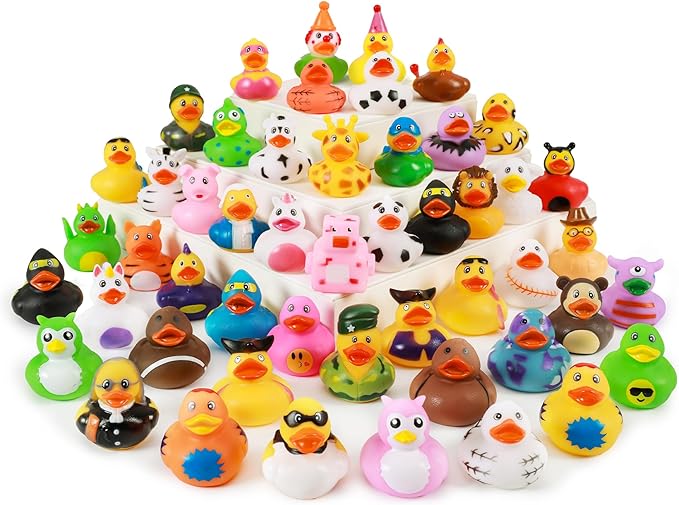 XY-WQ 50 Pack Rubber Duck for Jeeps Ducking - 2.3 Inch Bulk Floater Duck for Kids - Baby Bath Toy Assortment - Party Favors, Birthdays, Bath Time, and More (50 Varieties)