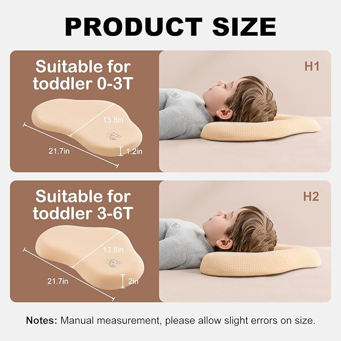 Reidio 1pc Toddler Silicone Pillow Breathable Toddler Pillow with Removable Cotton Pillowcase Kids Pillows for Sleeping Machine Washable (Rose, H1)