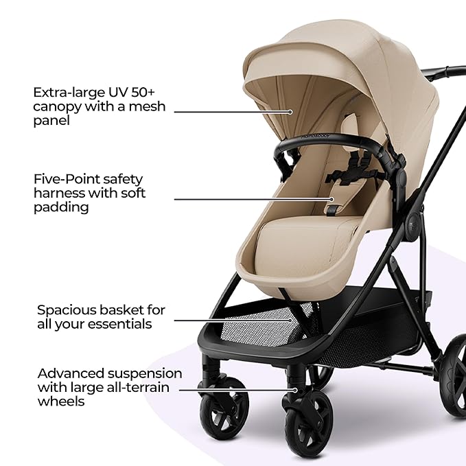 MAMA & BABY Rovee 2-in-1 Baby Stroller, Convertible Infant & Toddler Stroller with Reversible Seat, Large UPF 50+ Sun Canopy, Foldable Stroller with Shock-Absorbing Wheels & Storage Basket