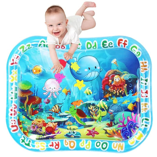 ZHUYNXIR Extra Big Infant Water mat, Large Water Play mat, Seas and Oceans Tummy Baby Toys with BB Call, Fun Early Development Activity Play Center for Newborn (39.5x31.5 in)
