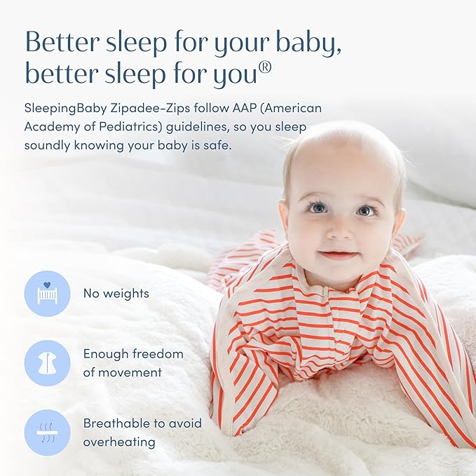 SleepingBaby Zipadee-Zip Transition Swaddle - Cozy Baby Swaddle Blanket with Zipper Convenience - Roomy Wearable Blanket for Easy Diaper Changes - Stripes Strawberry/Cream, Large (12-24 Month)