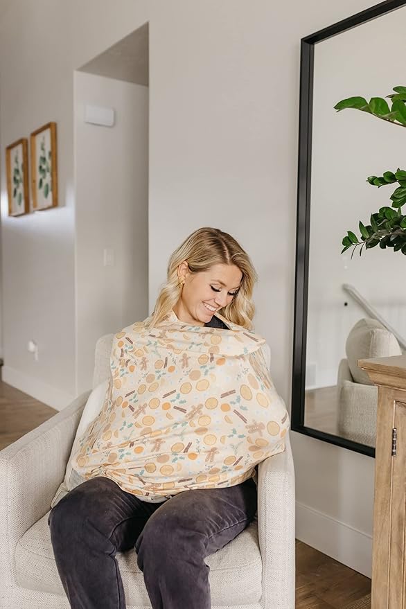 Copper Pearl Multi-Use Cover: Car Seat Covers, Nursing Cover, and Stroller Cover for Sun - Stretchy Fabric, All-Season Use, Stylish Designs, Easy Access for Moms - Cider