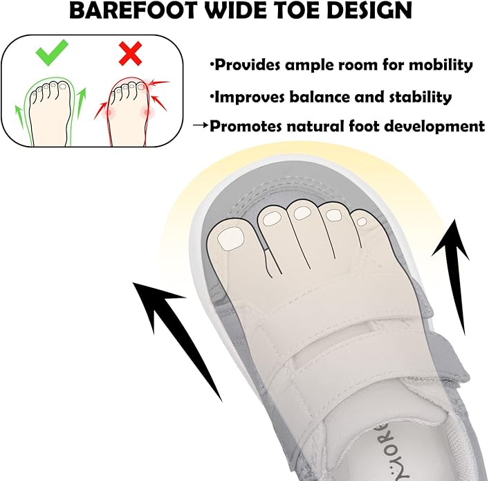 MORENDL Wide Toe Box Shoes Toddler Barefoot Shoes Baby Walking Shoe Boy Girl Non-Slip Zero Drop Minimalist Sneakers Comfort Tennis Outdoor Activities