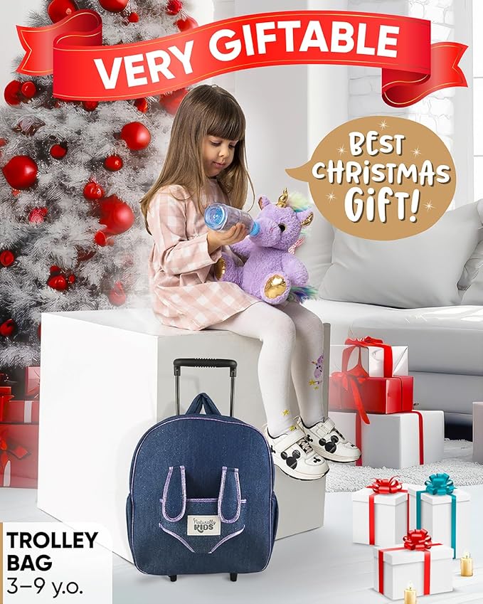 Toddler Luggage for Girls w Unicorn Toys, Kids Rolling Backpack for Girls, Toddler Suitcase, Gifts for 3 4 5 6 Year Old