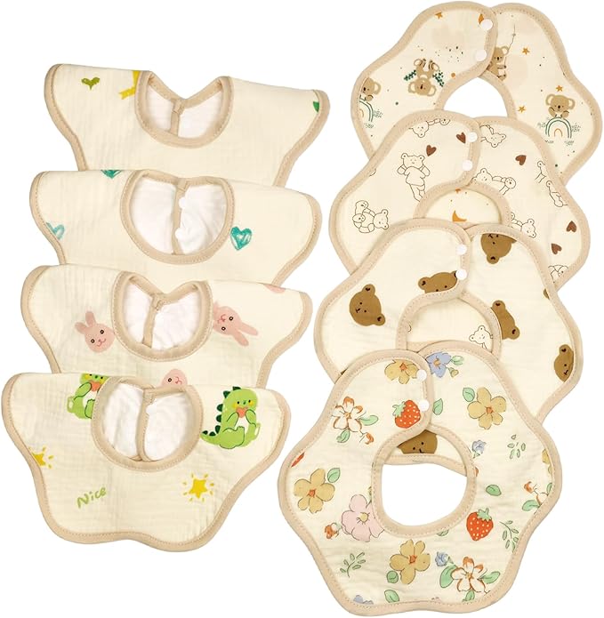 Muslin Baby Bibs for Drooling and Teething Newborn Drool Bibs for Baby Girl Boy