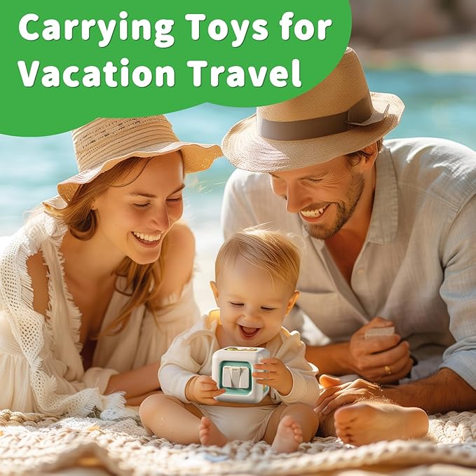 Busy Cube Toy, Sensory Toys for Toddlers 1-3, Baby Car Seat Toys 12-18 Months, Toddler Airplane Travel Toys Age 1-2, Learning Fine Motor Skills, 1st Birthday Gifts Stocking Stuffers
