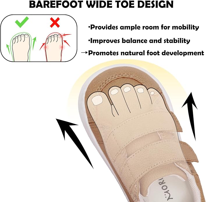 MORENDL Wide Toe Box Shoes Toddler Barefoot Shoes Baby Walking Shoe Boy Girl Non-Slip Zero Drop Minimalist Sneakers Comfort Tennis Outdoor Activities
