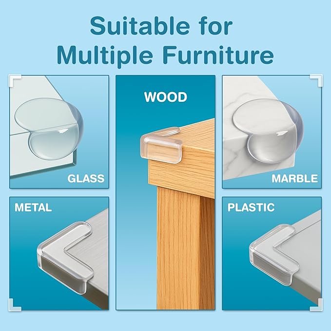 Corner Protector for Baby, Pack of 20 Clear & Transparent Edge Guards for Baby Proofing, Safety Furniture Corner Protectors for Furniture to Prevent Injuries (10 L Shaped & 10 Ball Shaped)