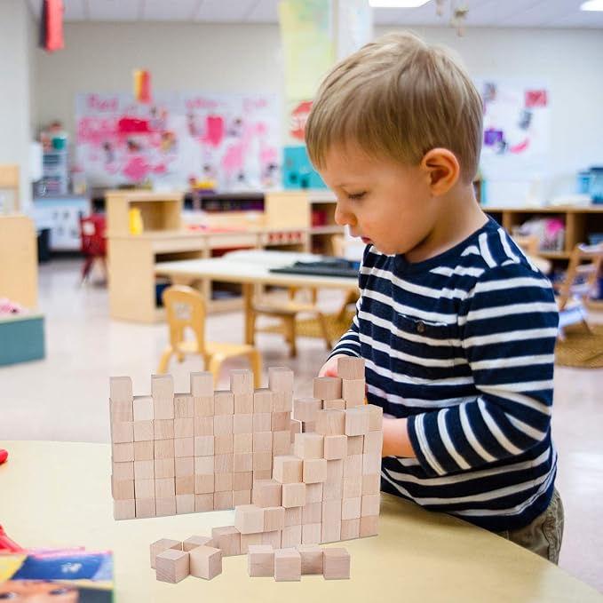 200 Pack Unfinished Wooden Cube Blocks,Square Wood Craft Cube Blocks Wooden Blocks Building Blocks,Square Blank Blocks,Puzzle Making and DIY Craft Cube Blocks Making & DIY Projects (Wood-0.79 Inch)