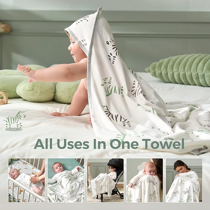 Momcozy Best Wishes Baby Towel with Hooded-Original Design Baby Towel Set -Soft & Absorbent- Shower Gifts or Bath Essential for Infant, Newborn, Toddler