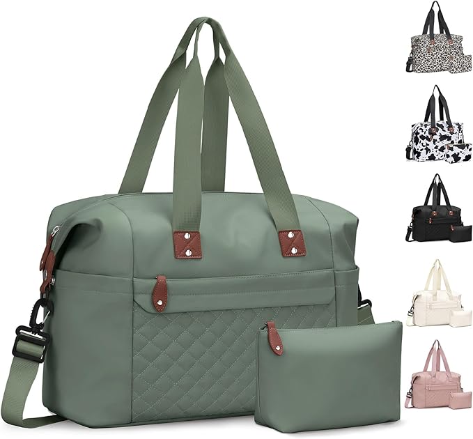 Travel Duffle Bag, Waterproof Weekender Overnight Hospital Bags for Women Men with Toiletry Bag Lightweight Carry on Personal Item Duffle Gym Bag for Travel, Airplanes, Sports