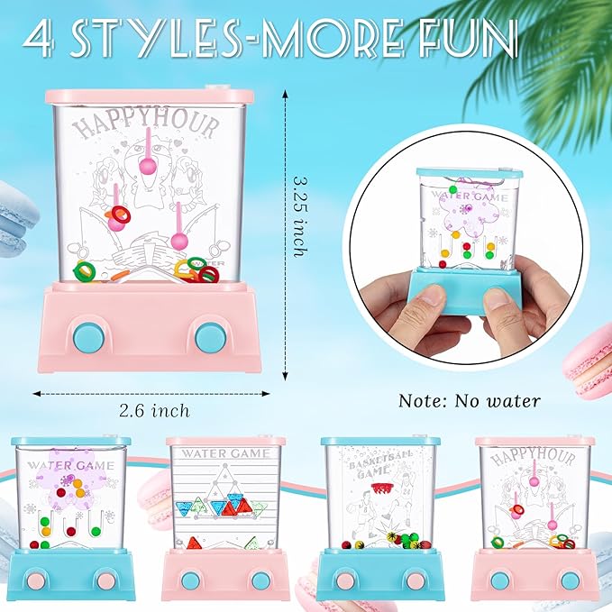 Sumind 10 Pieces Handheld Water Game for Kids Mini Water Ring Toss and Basketball Hoop Toy 90s Retro Mini Games for Goodie Bags Stuffers Birthday Return Gifts Classroom Rewards(Pastel,Lively Style)