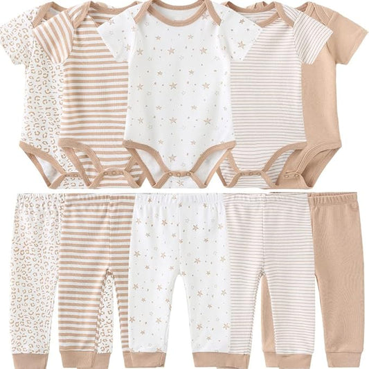 Baby Layette Set Baby Boys' 9-Piece Bodysuits Pants Set Toddler Girl Boy Unisex Baby Gift Sets