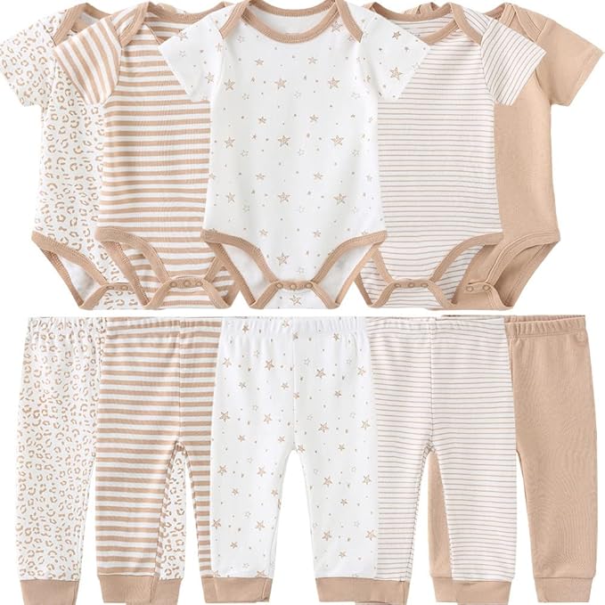 Baby Layette Set Baby Boys' 9-Piece Bodysuits Pants Set Toddler Girl Boy Unisex Baby Gift Sets