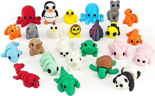 25 pcs Animal Figurines, 3D Printed Animal Figurines Set, Articulated, Party Favors, Pocket Fidget Toys Bulk, Goodie Bag Stuffers, Gifts for Boys Girls Toddlers, Office Desk Pets, Classroom rewards
