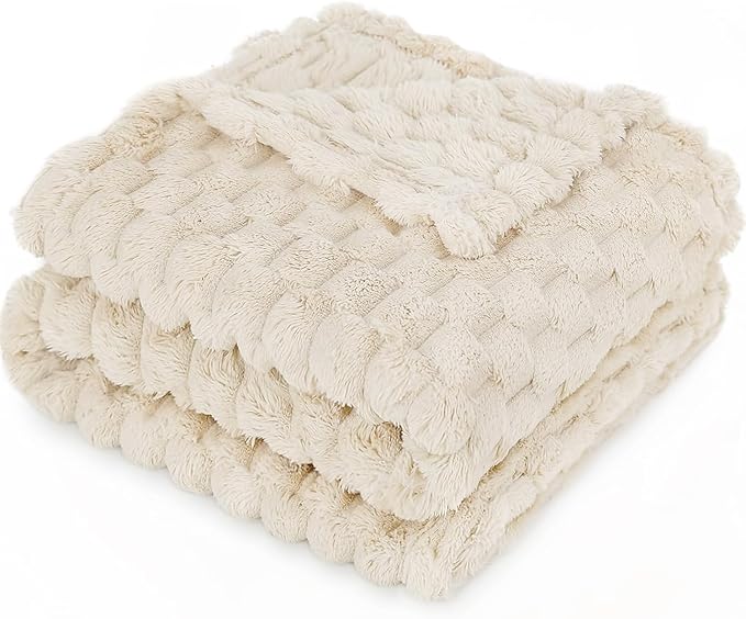 HOMRITAR Baby Blanket for Boys Girls 3D Flannel Fleece Fluffy Blankets for Baby Soft Plush Breathable Bed Blanket for All Season Toddler Infant or Newborn (30 x 40 Inch, Beige)