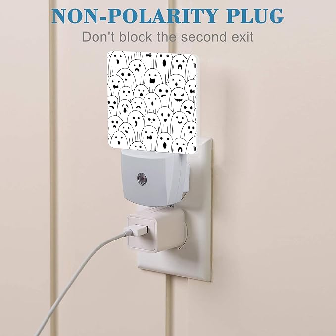 Halloween Funny Ghost Night Light for Kids, LED Night Light Plug into Wall with Dusk to Dawn Sensor for Girls Boys Women Men Room Decor, Hallway, Kitchen, Bathroom, Nursery, Stairs