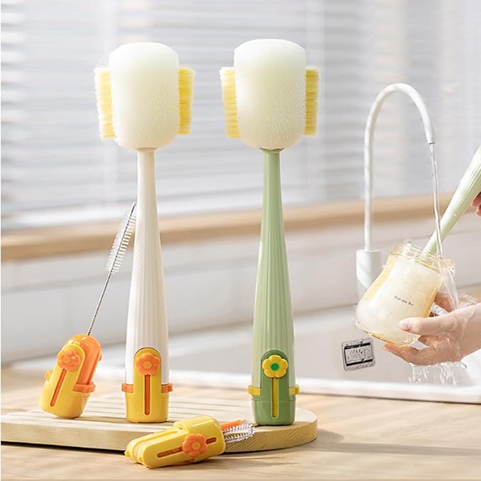 5 in 1 Bottle Cleaning Brush Set, 5‑in‑1 Multifunctional Bottle Cleaning Brush Set, Straw, Lid, Gap & Cup Brushes for Travel and Home Use (Green)