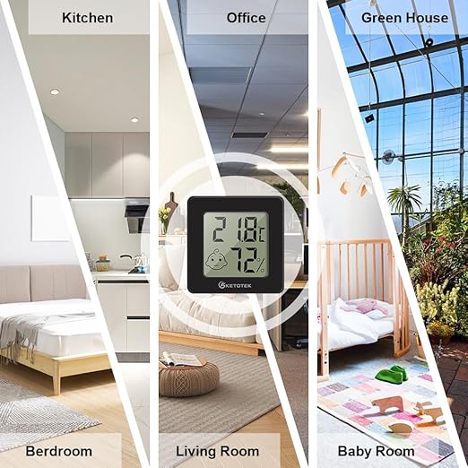KETOTEK 5 Pack Digital Hygrometer Indoor Thermometer Mini Temperature and Humidity Monitor with Comfort Indicator for House Baby Room Office