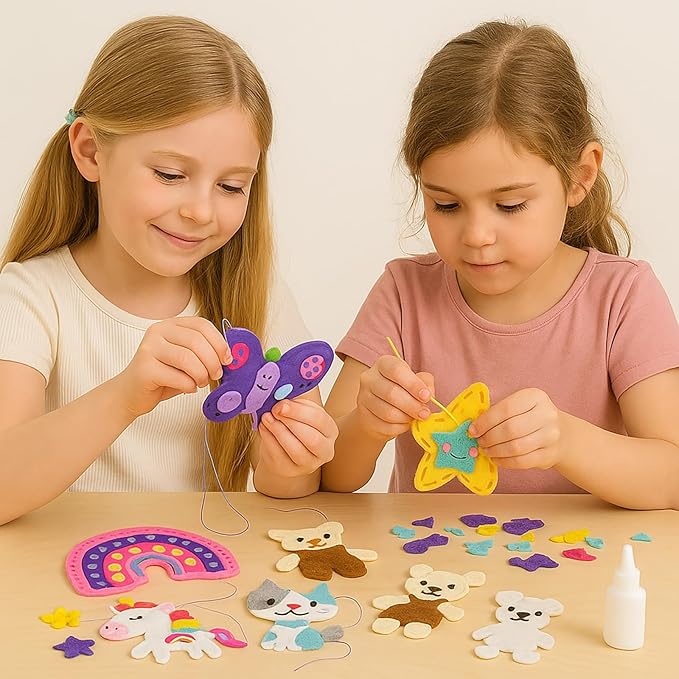 FYXGZZH Kids Beginner Sewing Kit – DIY Stuffed Craft Set with Pre-Cut Felt, Plastic Needle & Embroidery Thread, Educational Arts & Crafts for Boys & Girls Ages 6-12, Bear