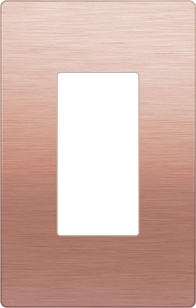 LIDER Screwless Metal-Surface Wall Plate, Decorator Switch Cover, Temperature and Impact Resistant, 201 Stainless Steel, Modern Decoration Upgrade, Mid-Size 1-Gang 4.88" x 3.11", Brushed Rose Gold