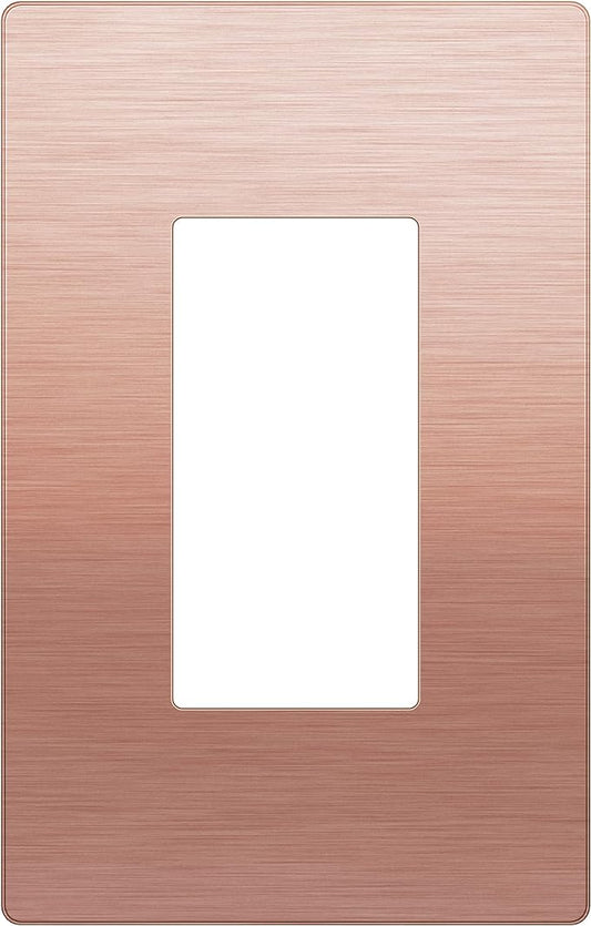 LIDER Screwless Metal-Surface Wall Plate, Decorator Switch Cover, Temperature and Impact Resistant, 201 Stainless Steel, Modern Decoration Upgrade, Mid-Size 1-Gang 4.88" x 3.11", Brushed Rose Gold
