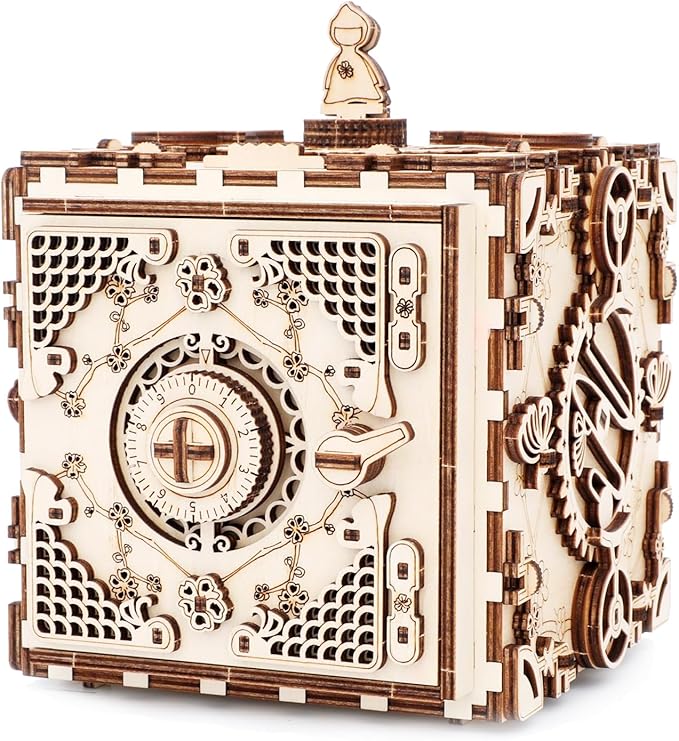 3D Wooden Puzzle for Adults Music Box, Dancer’s Secret Box with Password Lock, DIY Mechanical Jewelry Storage with Melody, Decorative for Christmas or Birthday