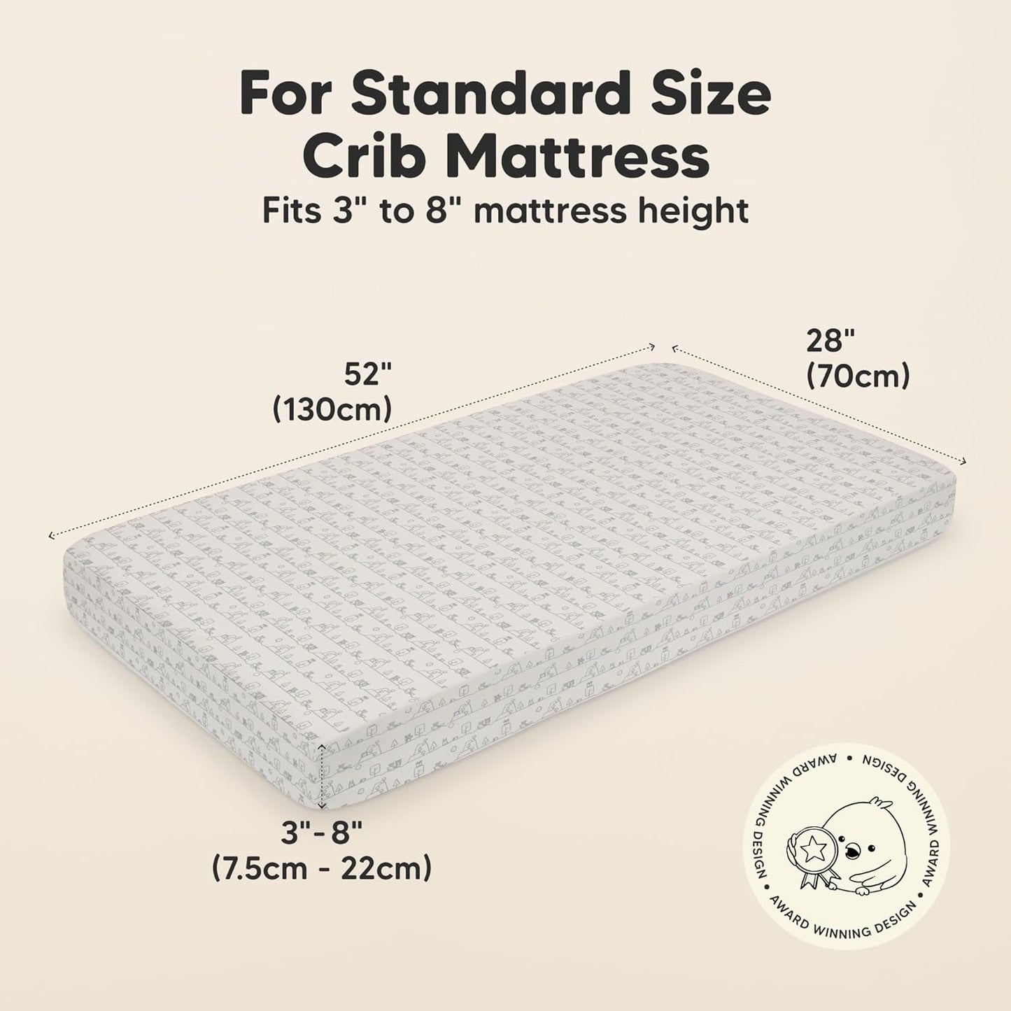 KeaBabies 2-Pack Organic Crib Sheets for Boys, Girls - 52x28 Fitted Crib Mattress Sheet Neutral, Breathable Jersey Cotton Cover for Baby Bed, Toddler Mattress, Soft & Cute Prints (KeaPixel)