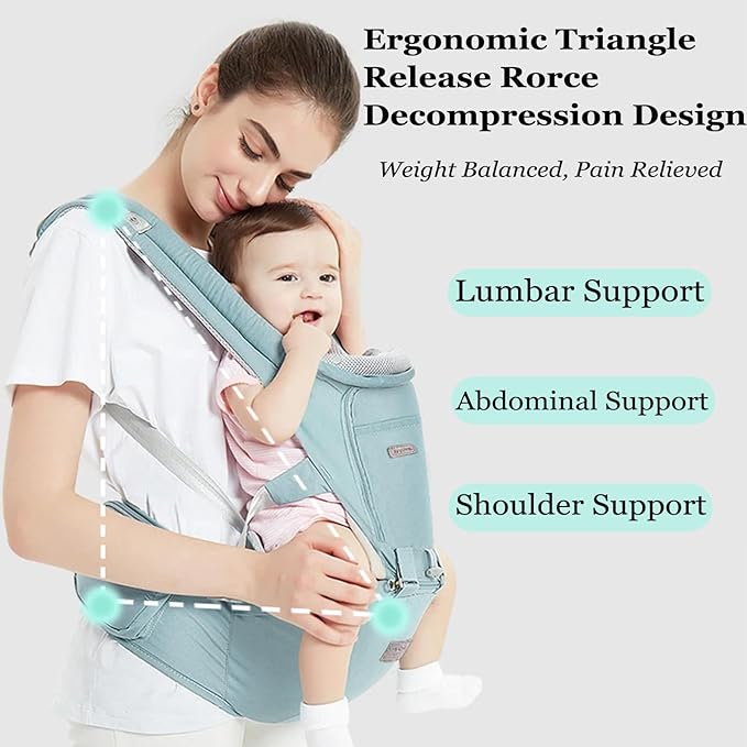 Baby Carrier Newborn to Toddler Baby Carriers with Seat Infant Baby Holder Backpack Baby Carriers Front and Back for Carrying and Hiking (Cyan-Blue)