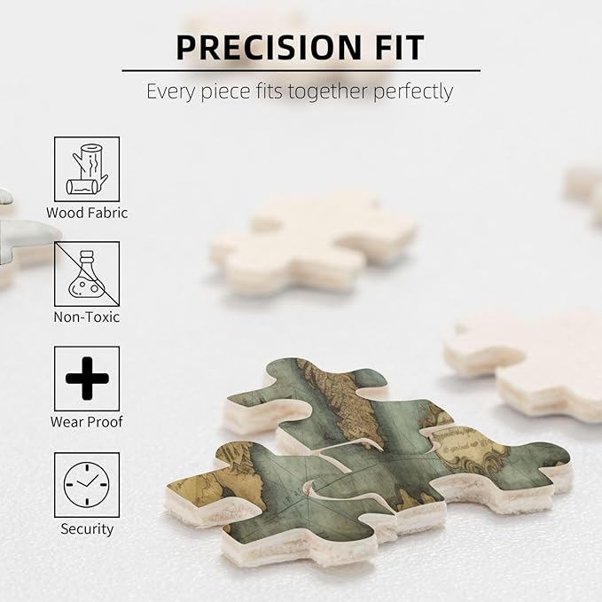 Cafemira 500 Pieces of Adult World map Wooden Jigsaw Puzzle,Relieve Stress and Enjoy The Fun of Solving Puzzles,Brain Challenge,Pleasure Both Body and Mind,Every Piece is Unique,